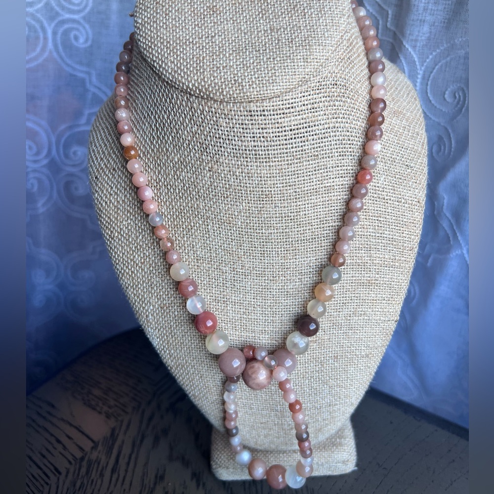 Peach moonstone necklace set 19’